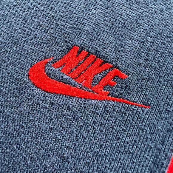 Vintage 80s Nike Spellout Swoosh Colorblock Full Zip Hoodie Sweatshirt Navy Red - Picture 5 of 9